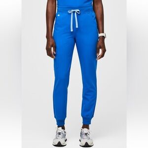 Figs high waisted Zamora jogger scrub pants small petite in royal blue
